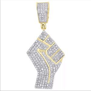 REAL 10K Solid Gold Genuine Diamond Fist Charm BLM